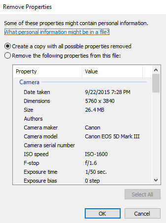 Remove Exif Data from Photos